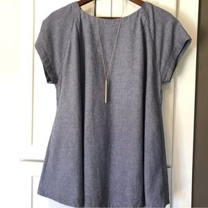 Free People Chambray Short Sleeve Top